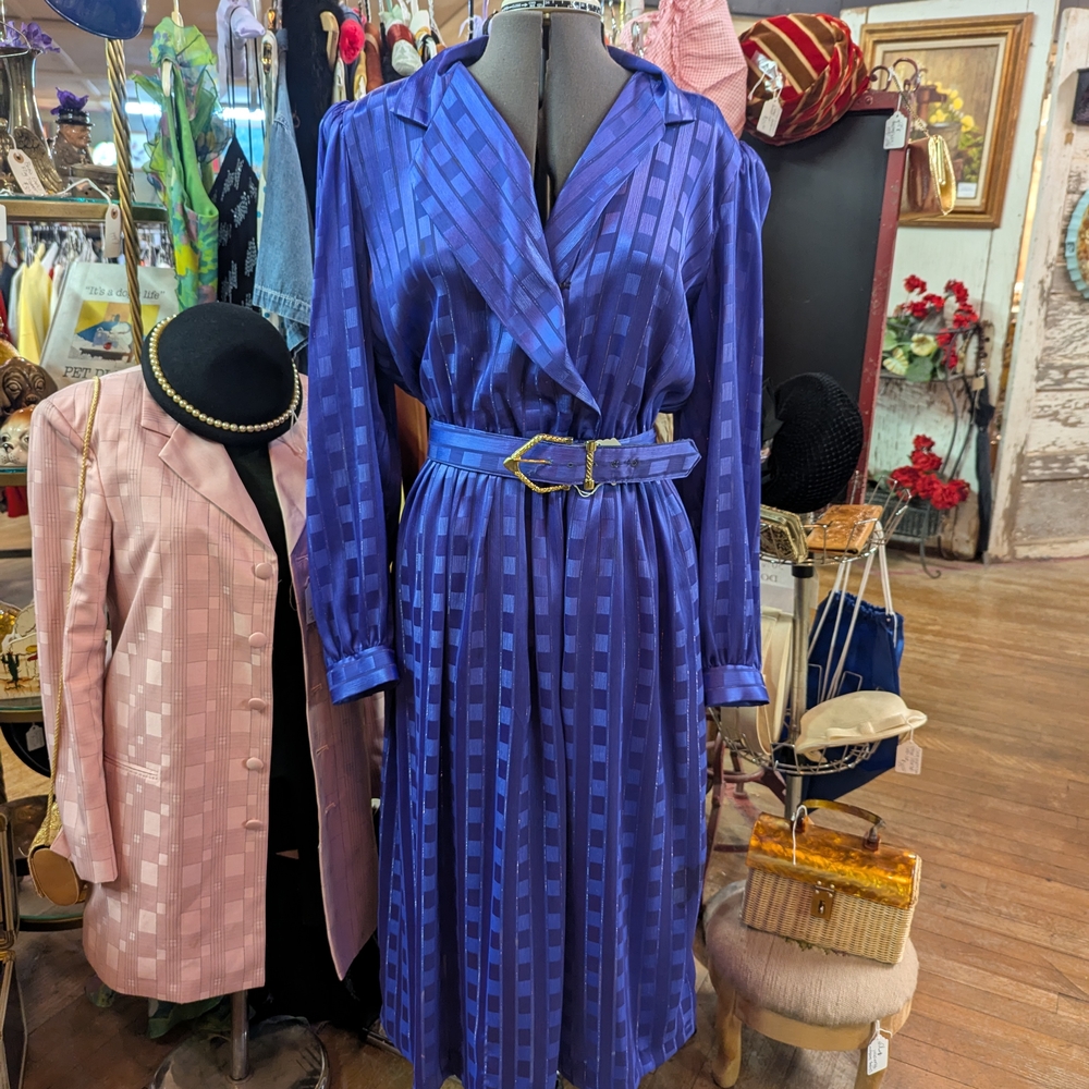 Vintage Purple 80s Dress With Belt
